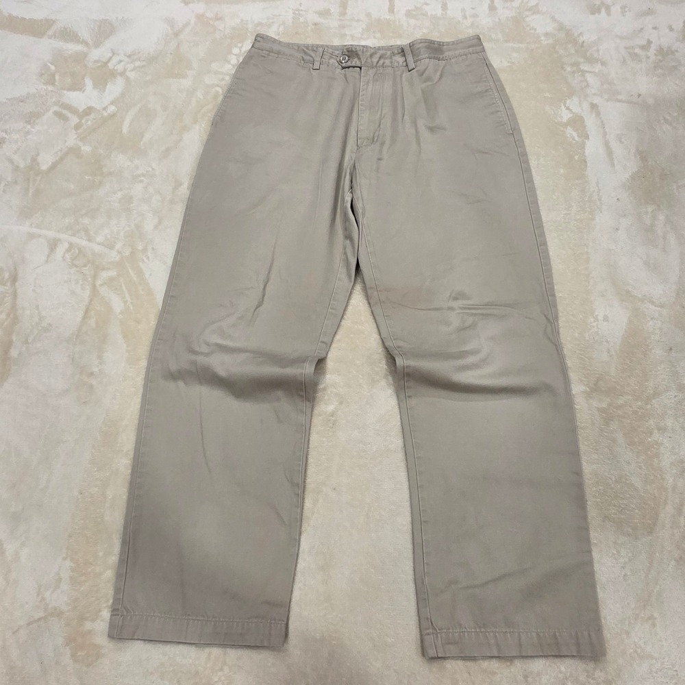 Cremieux Classics Mens Chino Pants 33x28.5 Actual Khaki Beige Flat Front Casual